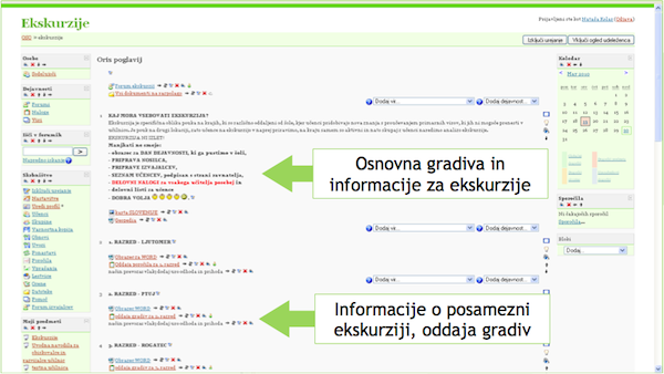 Spletna učilnica za pripravo ekskurzij